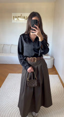 JUPE AVEC CEINTURE MARRON